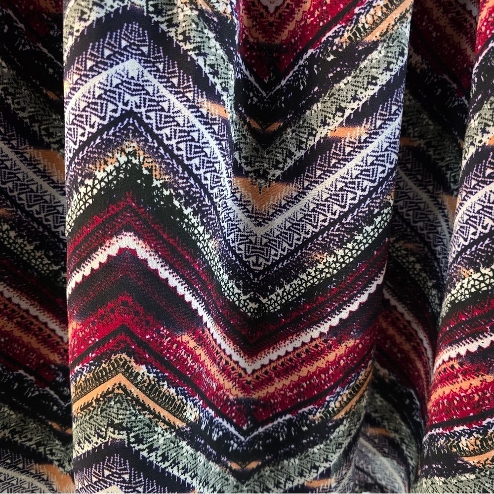 Xhilaration Womens Chevron Print Long Sleeve Chiffon Dress Multi-Color Large - Picture 4 of 8